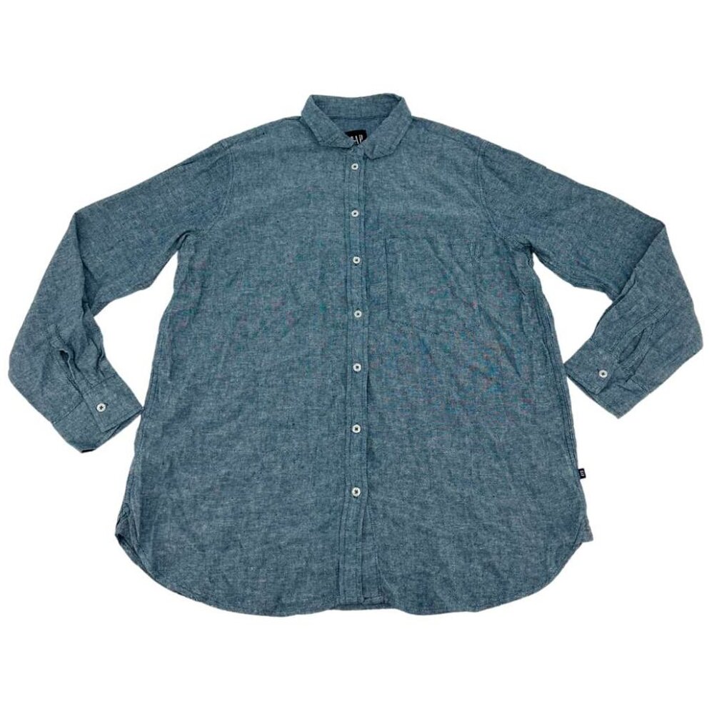 GAP | Women's Blue Linen Blend Button Down Shirt | Size Large